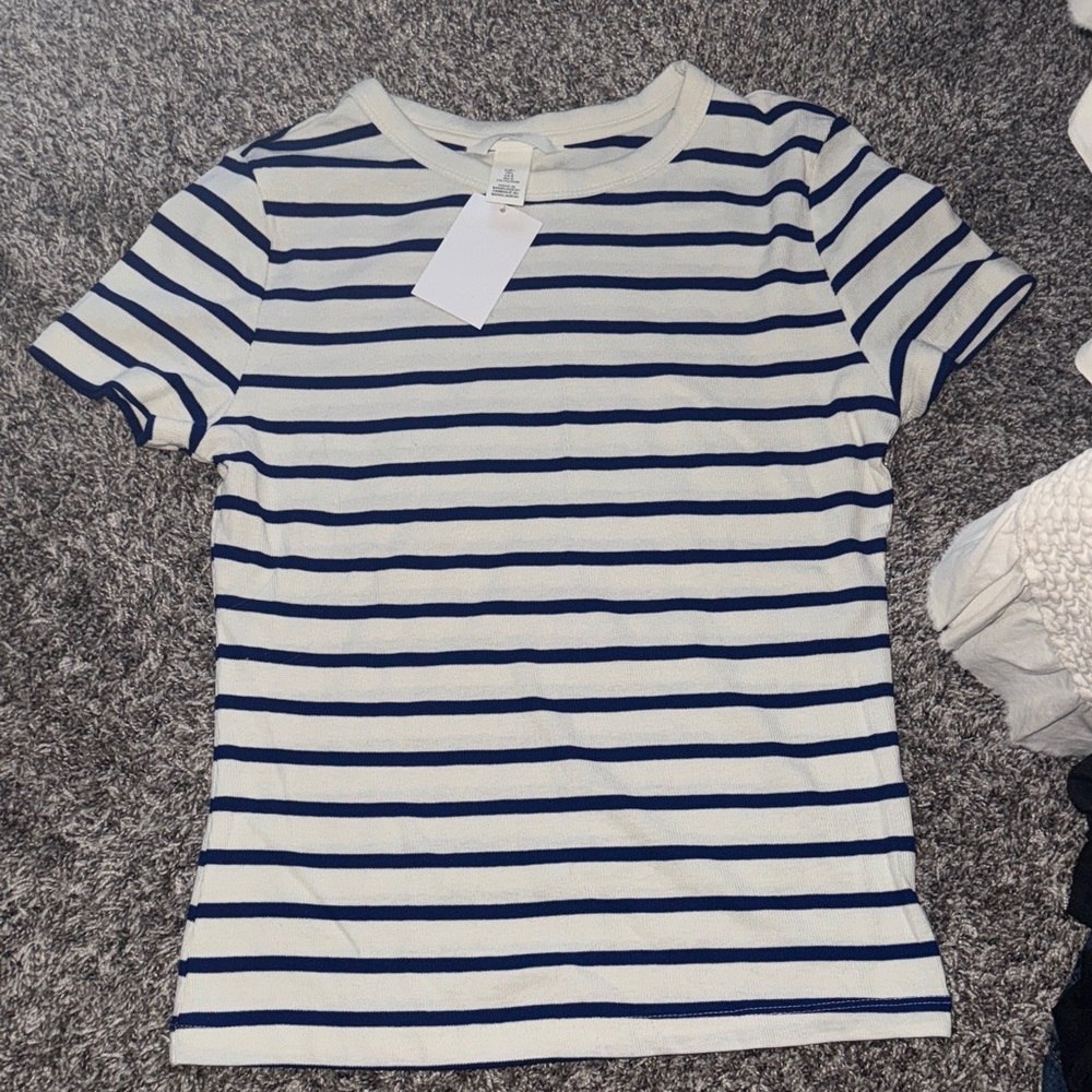 H&M Blue and White Striped Tee